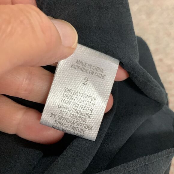 Theory Black Semi-Sheer Pleated Round Neck Sleeveless Swing Dress Size 2 - Picture 9 of 14